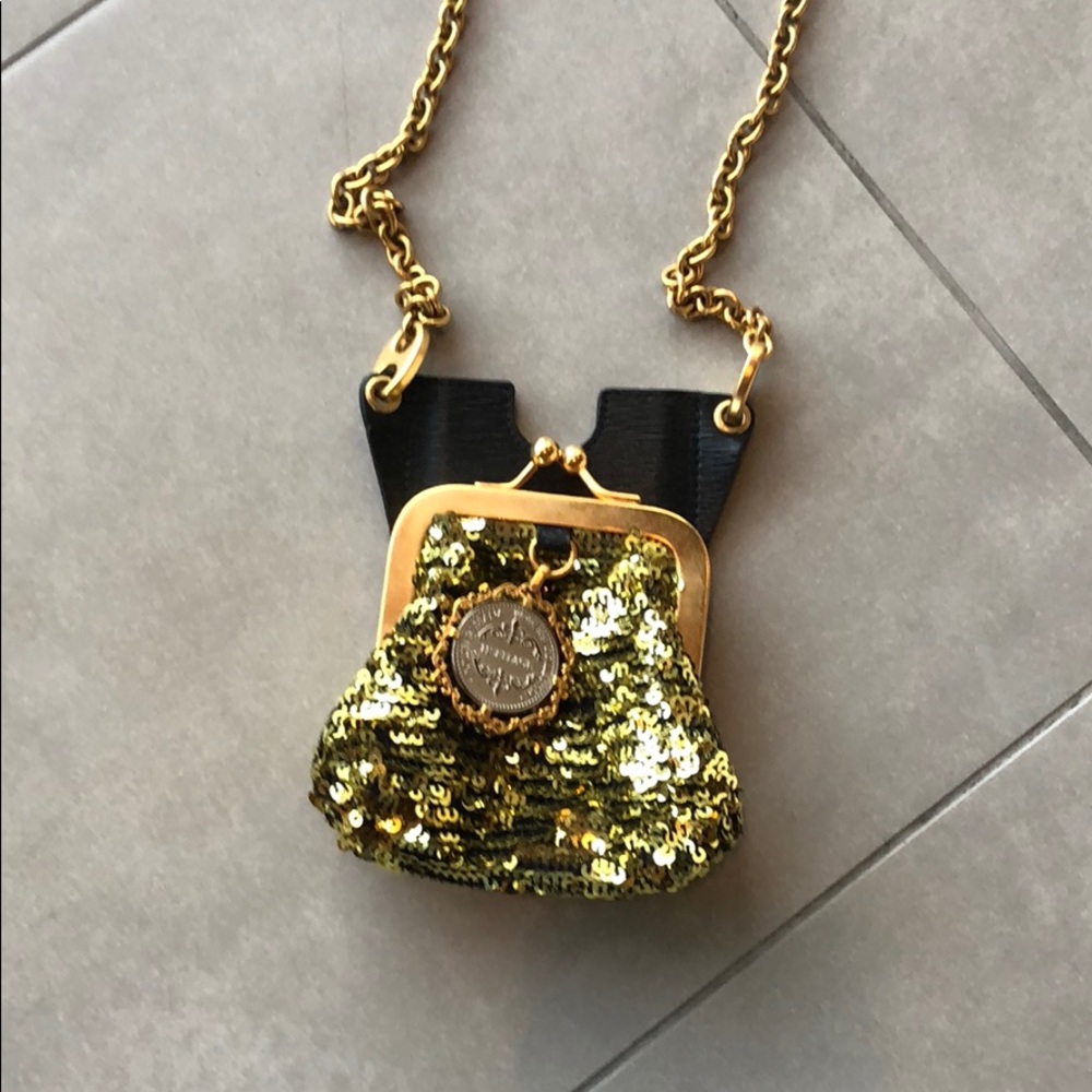 Sequin cell phone holder green gold black